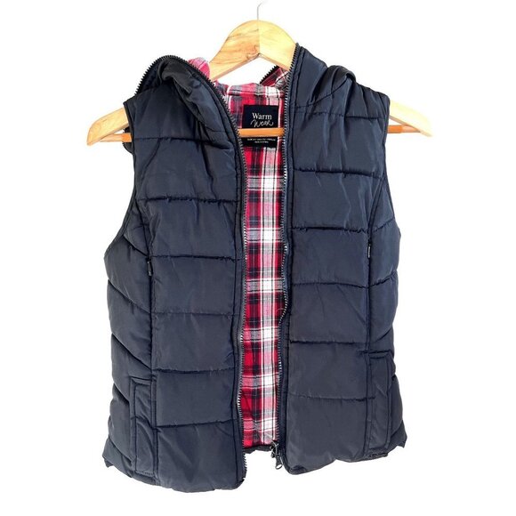 Zara Jackets & Blazers - ZARA Black & Plaid Winter Puffy Vest XS